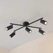 Lindby taklampa Joffrey, 78 cm, svart, 5 lampor, GU10