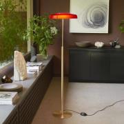 Oluce LED-golvlampa Dora, guldfärgad/röd, metall, PMMA