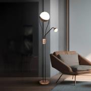 Trio Lighting LED-golvlampa Chris, kaffe, metall, läslampa, dimmer