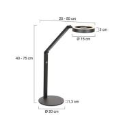Steinhauer LED-bordslampa Ringlux, svart, metall, justerbar