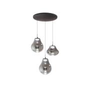 Fabas Luce LED-pendellampa Deva, 3 lampor, Ø 50 cm, grå, CCT, dimbar