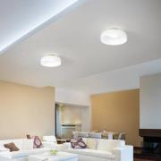 Fabas Luce LED-taklampa Lunar, vit, glas, Ø 42 cm, CCT, dimbar