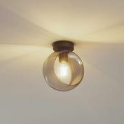 Lindby Roton taklampa, grå/svart, glas, Ø 20 cm