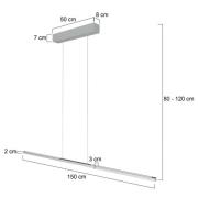 Steinhauer LED-hänglampa Bande, 150 cm, upp/ner, stål, CCT, dimmer