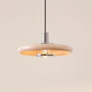 Lindby pendellampa Branford, retro, Ø 35 cm, beige, metall