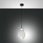 Fabas Luce LED-hänglampa Noa, klar, glas, Ø 25 cm, CCT, dimbar
