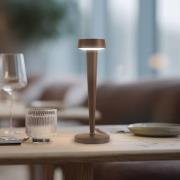 Lucande LED-batteridrivna ljusstake Lea, vas, mörkbrun, 28 cm