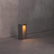 FARO BARCELONA LED-sockellampa Grot, 3000K, grå, betong, IP55, höjd 40...