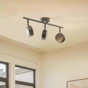 Lindby strålkastare Jyla, svart, 4.000 K, 3-ljus, GX53