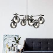 Lamkur Taklampa Lilou, Ø 53 cm, rökgrå, glas/metall, 6 lampor.