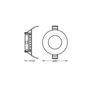 OSRAM LED-takinbyggnadslampa SLIM, Ø 9 cm, 6 500 K, vit