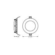 OSRAM LED-takinbyggnadslampa SLIM, Ø 12 cm, 3 000 K, vit
