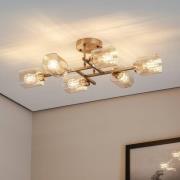 Avonni Taklampa Horia antikguld/amber 80x40 cm glas/metall 6 lampor