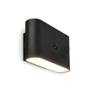 Briloner LED-vägglampa Chat, svart, 16 cm, plast, sensor