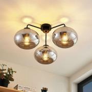 Lindby taklampa Navidia, Ø 67 cm, svart, rökt glas