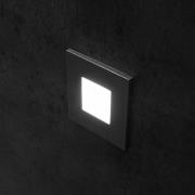 Hera LED-vägginbyggnadslampa Wall F, svart, 7,5 x 7,5 cm, metallplåt