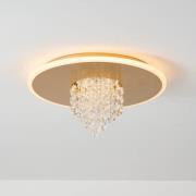 Searchlight LED-taklampa Deluge, guldfärgad, Ø 32 cm, metall/akryl