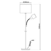 Näve Golvlampa Filomena, brun/silver, textil, läsarm, E27, E14