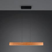 Trio Lighting LED-pendellampa Edgewood, längd 115 cm, träfärgad, trä C...
