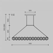 Maytoni LED-hänglampa AMULET, längd 110 cm, guldfärgad, metall/glas