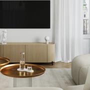 SOLLUX LIGHTING Bordslampa ORBI, beige, glas/metall, höjd 19 cm, G9