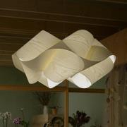 LZF LAMPS LZF hänglampa Swirl, elfenbens-/nickelfärgad, Ø 54 cm, trä