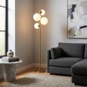 Opviq Golvlampa Fazli, guld, glas/metall, höjd 162 cm, E14