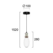 Viokef LED-pendellampa Gemma, höjd 28 cm, färgglad, glas/keramik/metal...