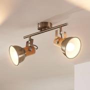 Lindby Dennis taklampa med trä, 2 lampor.