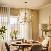 Lucea Ljuskrona Ferra, antik mässing, 5 lampor