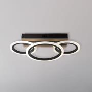 Globo LED-taklampa Blevins 3 lampor svart/träoptik, längd 46 cm