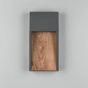 Trio Lighting LED-utomhusvägglampa SALMON, träoptik, metall Höjd 33 cm...