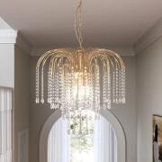 ONLI Hänglampa Pioggia med kristallregn Ø50cm guld