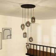 Lucande hänglampa Elani, 6 lampor, Ø 62 cm, glas