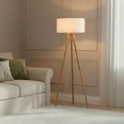 Lindby golvlampa Charlia, vit, trä, höjd 150cm