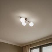 Domiluce Taklampa Drum, kaffe, 3 lampor, glas, längd 46 cm