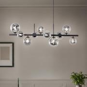 Domiluce Hänglampa Rumba, svart/rökgrå, glas/metall, 10 lampor