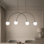 Domiluce Hänglampa Nova, glas/metall, svart/vit, 4 lampor