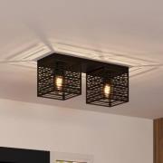 EGLO Taklampa Piedritas, två svarta fyrkantiga skärmar