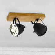 EGLO Takspotlight Gatebeck, trä/svart, 2 lampor, trä
