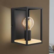 EGLO Libertad vägglampa, bredd 14 cm, svart/trä, stål