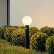 Lindby sockellampa Dangan, svart/opal 60 cm, glas, sensor