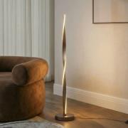 Lindby LED-golvlampa Jaren, svart/brun, 114 cm, CCT