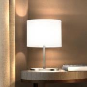 FISCHER & HONSEL Bordslampa Modena, vit/nickel, chintz, höjd 27 cm, E1...