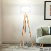 FISCHER & HONSEL Golvlampa SHINE-WOOD, vit/nickel/ek, höjd 164 cm 3 x ...