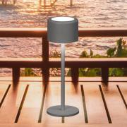 FH Lighting LED-batteridriven bordslampa Juna, sandgrå Höjd 25 cm Meta...