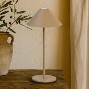 FH Lighting LED-batteridriven bordslampa Prato, greige, höjd 25 cm met...