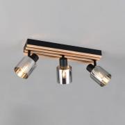 Reality Leuchten Spot Travia, längd 53 cm, 3 lampor, svart/rökgrå