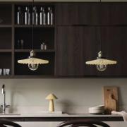 Globen Lighting hänglampa COBBLER, kräm/gammal mässing Ø 25 cm