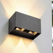 Lindby LED-utomhusvägglampa Nivar, svart, 4 lampor, 20 cm, IP54